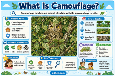 What Is Camouflage educational science infographic for children from Edhed Learning