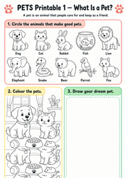 What Is a Pet? printable pet worksheet
