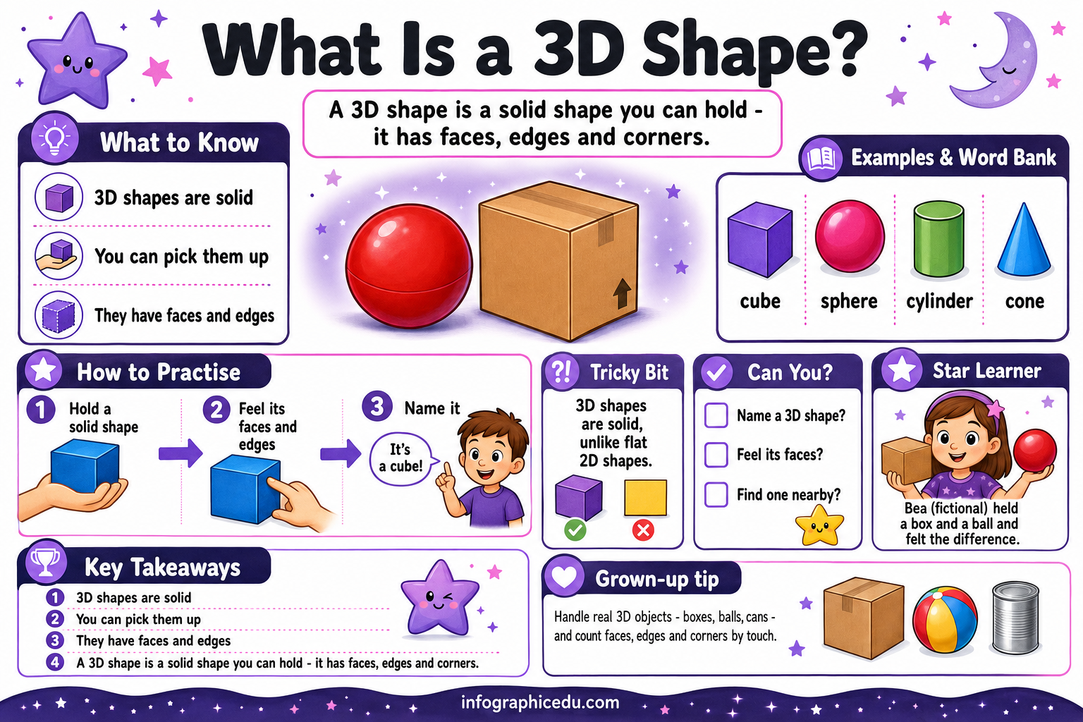 What Is a 3D Shape? educational infographic for children