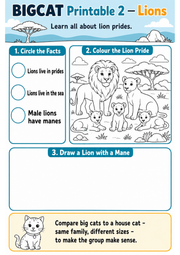 Lions printable worksheet