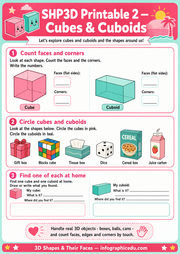 Cubes and cuboids printable worksheet for children