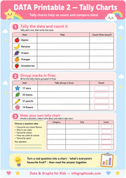 Tally Charts printable worksheet for kids — Data & Graphs for Kids