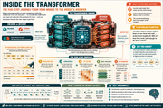 Infographic explaining the transformer model in machine learning
