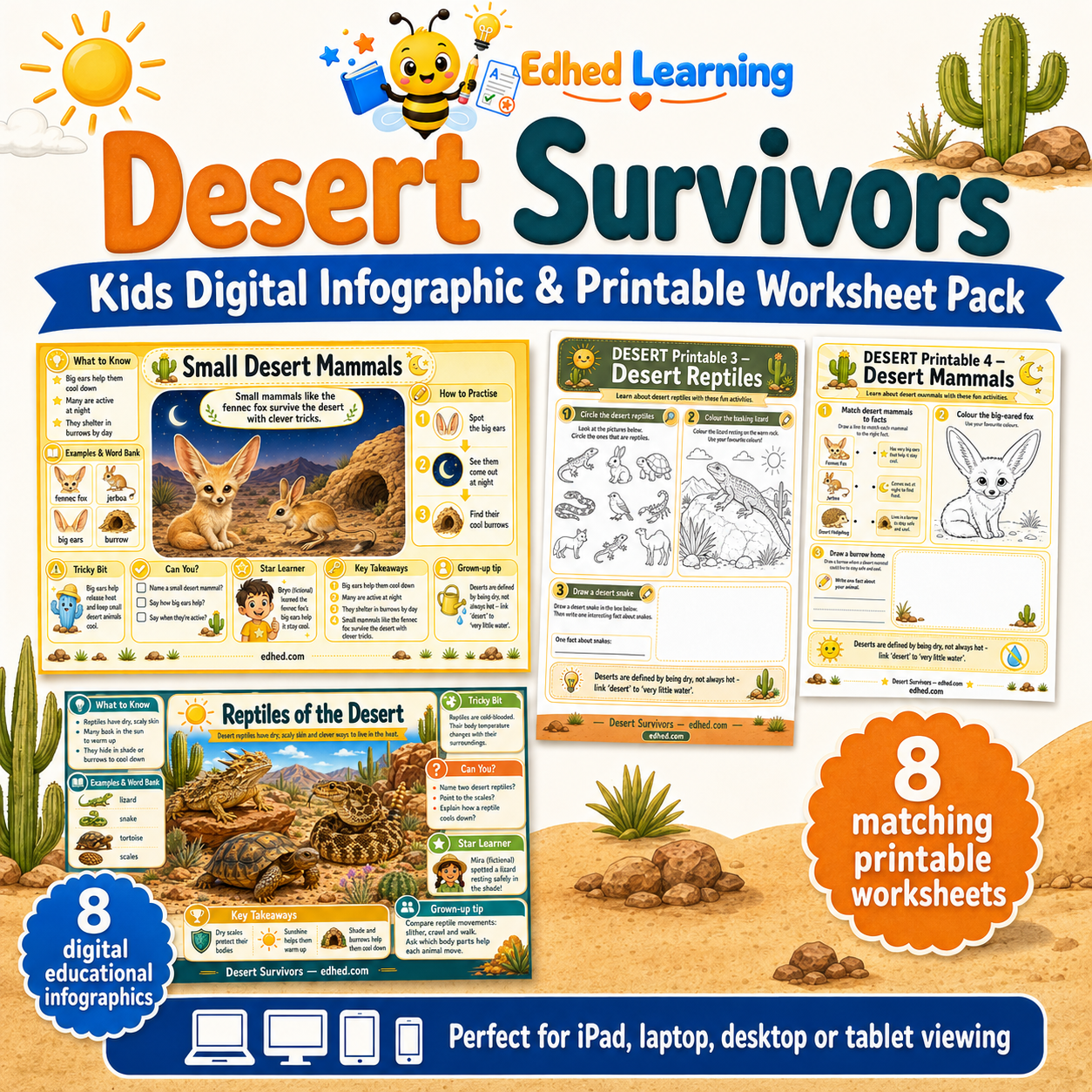 Desert Survivors – Kids Digital Infographic & Printable Worksheet Pack