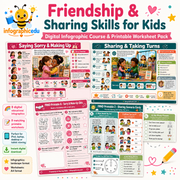 Friendship & Sharing Skills for Kids – Kids Digital Infographic Course & Printable Worksheet Pack