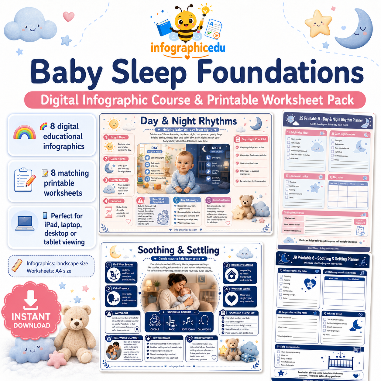 Baby Sleep Foundations – Digital Infographic Course & Printable Planner Pack