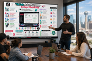 Person presenting a TikTok Ads Manager setup checklist to a group in a modern office setting.