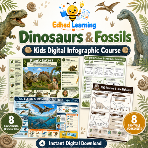 Dinosaurs and Fossils Kids educational worksheets