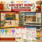 Ancient Rome & The Romans – Kids Digital Infographic Course & Printable Worksheet Pack