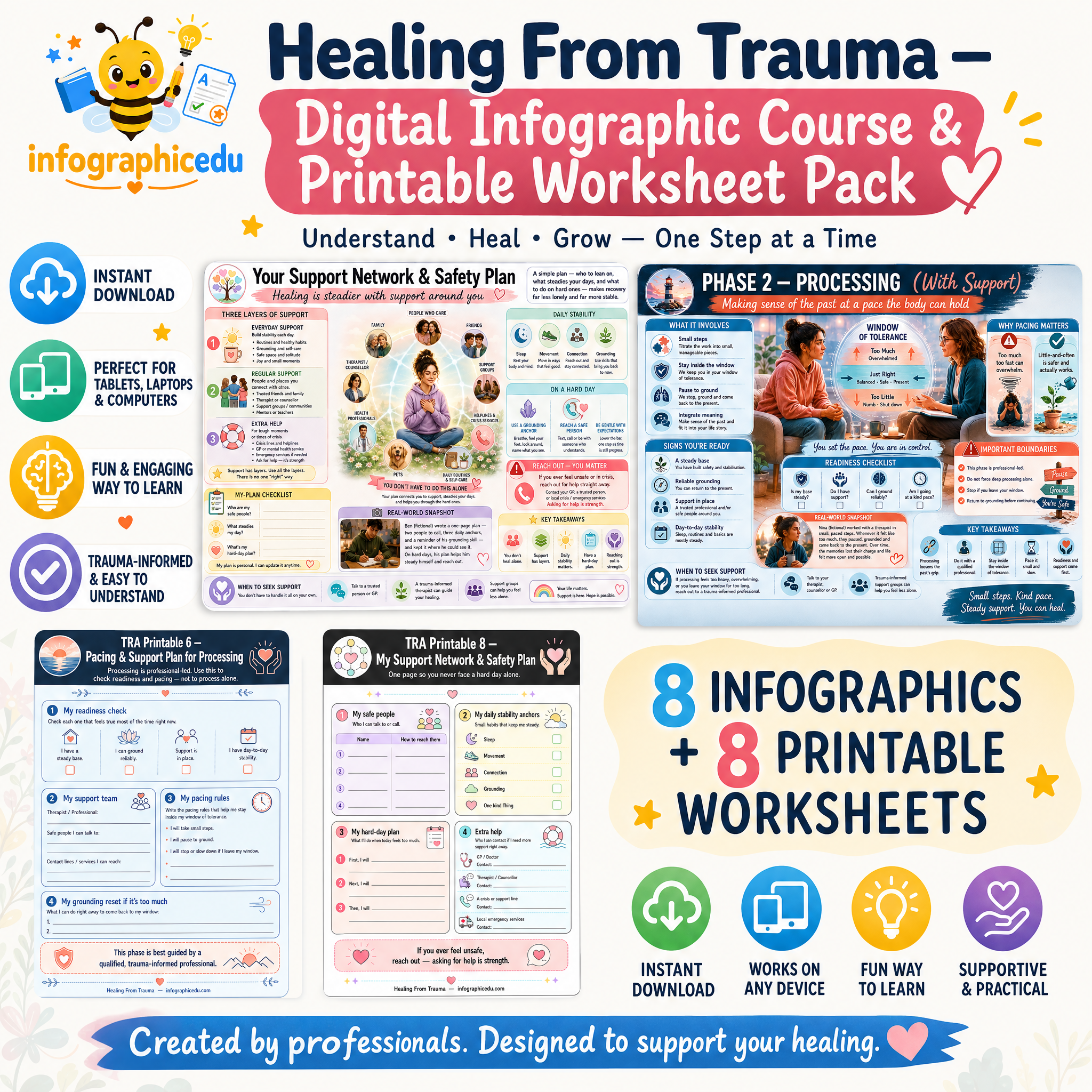Healing From Trauma – Digital Infographic Course & Printable Worksheet Pack