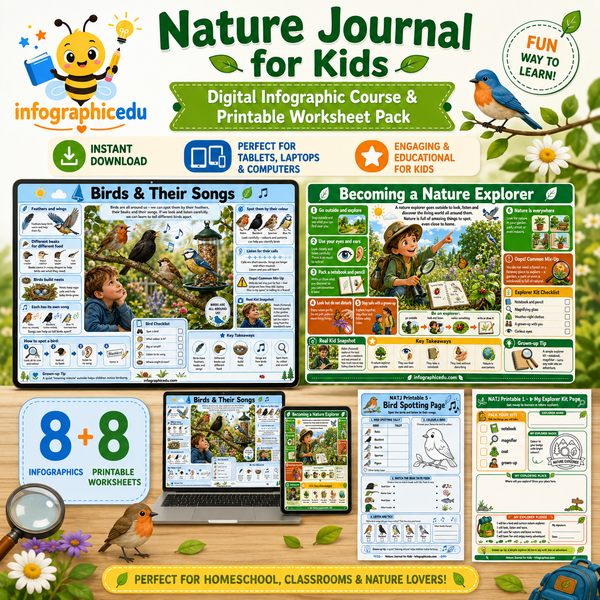 Nature Journal for Kids – Digital Infographic Course & Printable Worksheet Pack