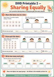 Sharing Equally A4 printable division worksheet with fair-share activities
