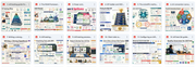 Grid of various web pages with different layouts and content