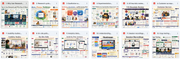 Grid of various web pages and infographics on a white background