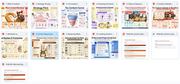 Grid of various content creation tools and strategies on a white background