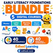 Early Literacy Foundations BUNDLE – 5 digital courses, 40 infographics and 40 printable worksheets