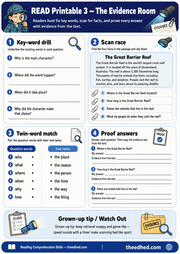 Free Finding Facts Evidence Room printable worksheet