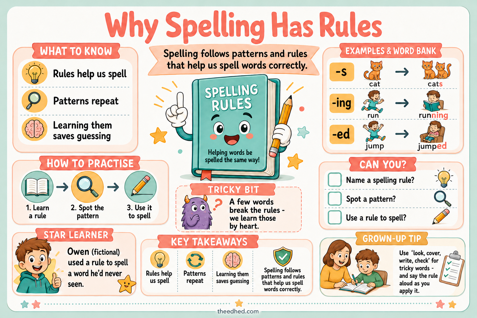 Free Why Spelling Has Rules educational infographic for ages 7 to 9
