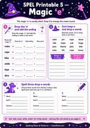 Free Magic e spelling printable worksheet
