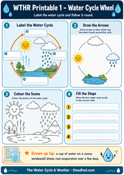 Free Water Cycle Wheel printable worksheet for ages 6 to 8