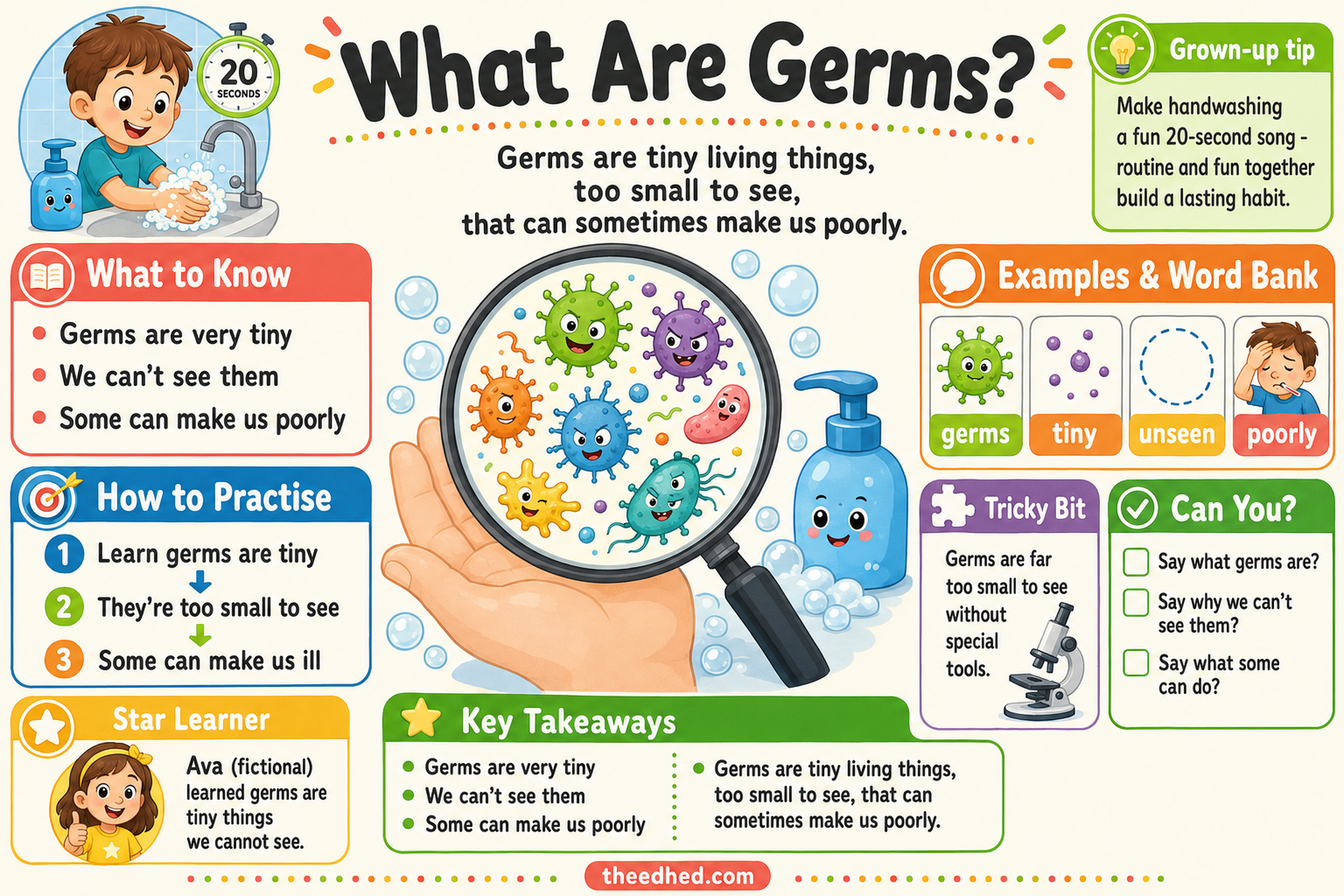 What Are Germs educational infographic for children ages 4–6