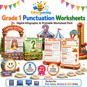 Grade 1 Punctuation Worksheets digital course and printable worksheet pack for ages 6-7