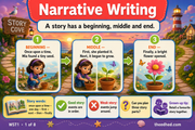 Narrative Writing infographic teaching beginning middle and end for Grade 1