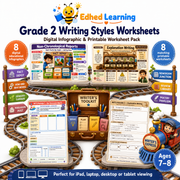 Grade 2 Writing Styles Worksheets digital course and printable worksheet pack for ages 7 to 8