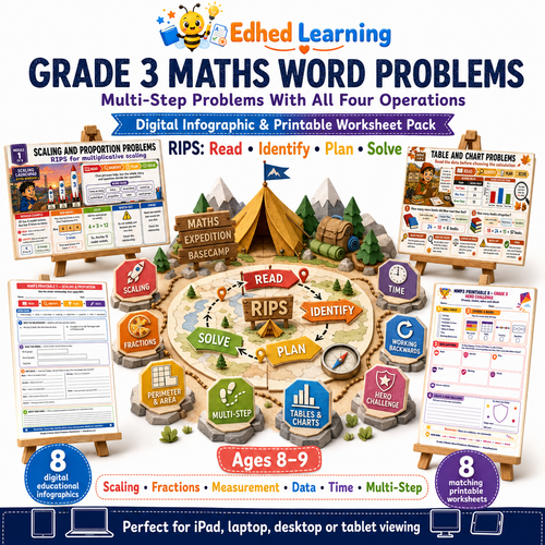 Grade 3 Maths Word Problems digital course and printable worksheets pack