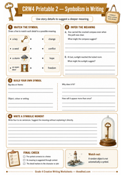 A4 Symbolism in Writing printable worksheet for Grade 4 creative writing practice