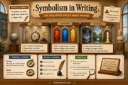 Symbolism in Writing Grade 4 infographic using objects colours and settings for deeper meaning