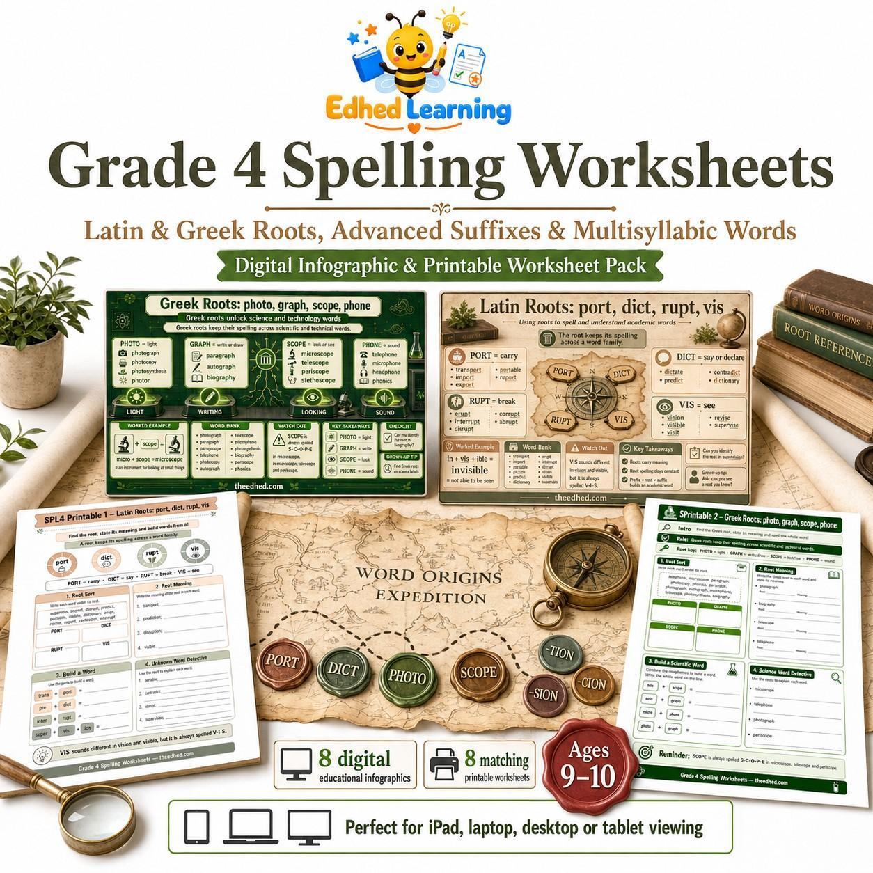 Edhed Learning Grade 4 Spelling Worksheets digital course product image