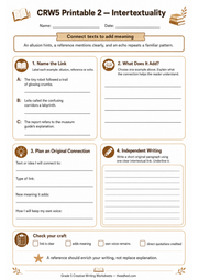 A4 Intertextuality worksheet for Grade 5 pupils to practise allusions, references and original text connections
