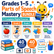 Grades 1–5 Parts of Speech Mastery BUNDLE with five digital courses and 80 resources