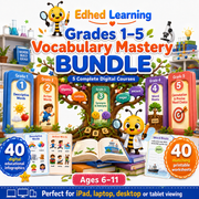 Grades 1–5 Vocabulary Mastery BUNDLE with five digital courses and 80 resources