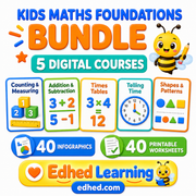 Kids Maths Foundations BUNDLE – 5 digital courses, 40 infographics and 40 printable worksheets