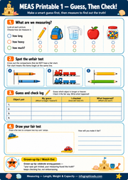 Counting and Measuring worksheet 1 preview from the kids maths foundations bundle