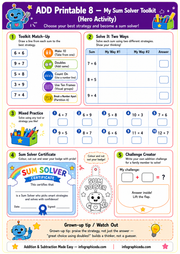 Addition and Subtraction worksheet 8 preview from the kids maths foundations bundle