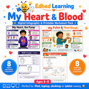 My Heart & Blood digital infographic and printable worksheet pack for ages 6 to 8