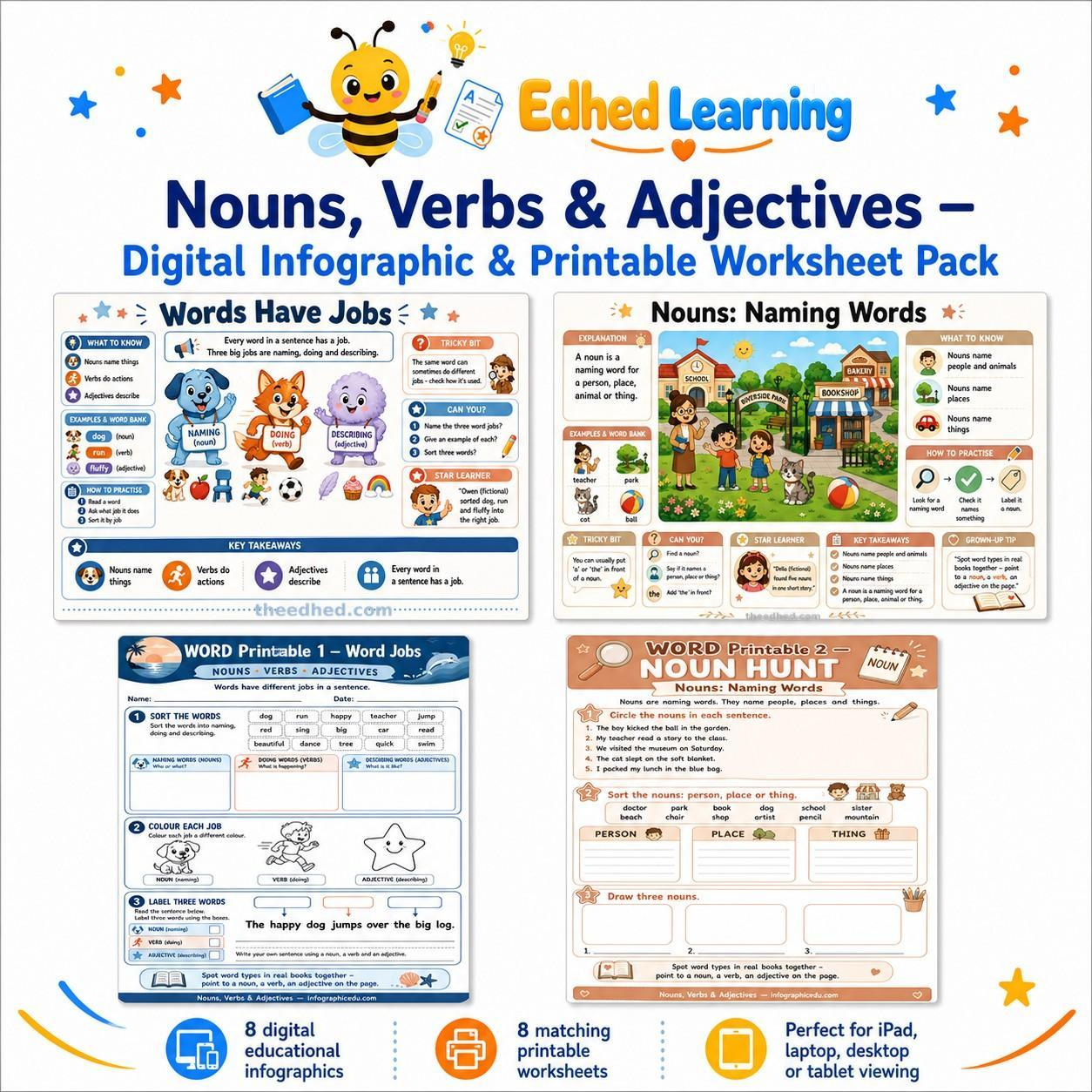 Edhed Learning Nouns, Verbs & Adjectives digital course product image