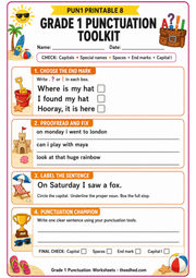Grade 1 Printable 08 preview included in the Grades 1–5 Punctuation Mastery BUNDLE