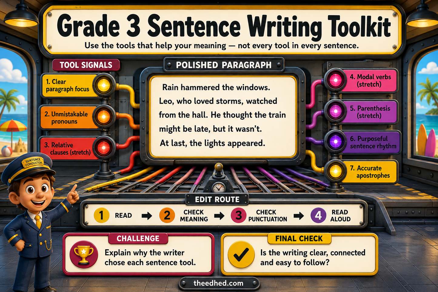 Grade 3 sentence writing toolkit educational infographic