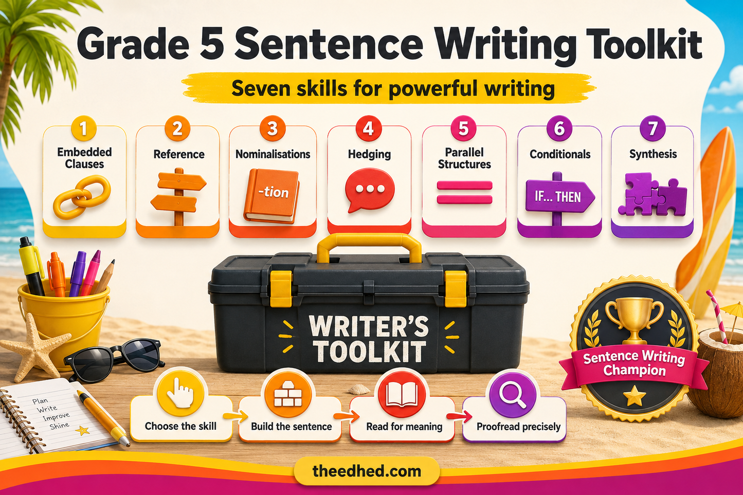 Grade 5 sentence writing toolkit educational infographic