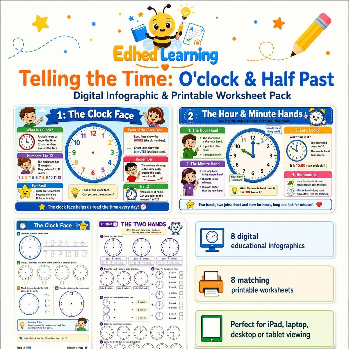 Edhed Learning Telling the Time: O'clock & Half Past digital course product image