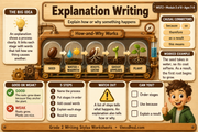 Explanation writing educational infographic for Grade 2