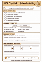 A4 explanation writing printable worksheet for ages 7 to 8